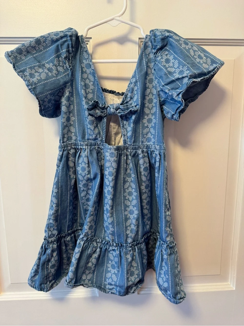 Cat & Jack Denim-Blue Smocked Puff Sleeve Dress